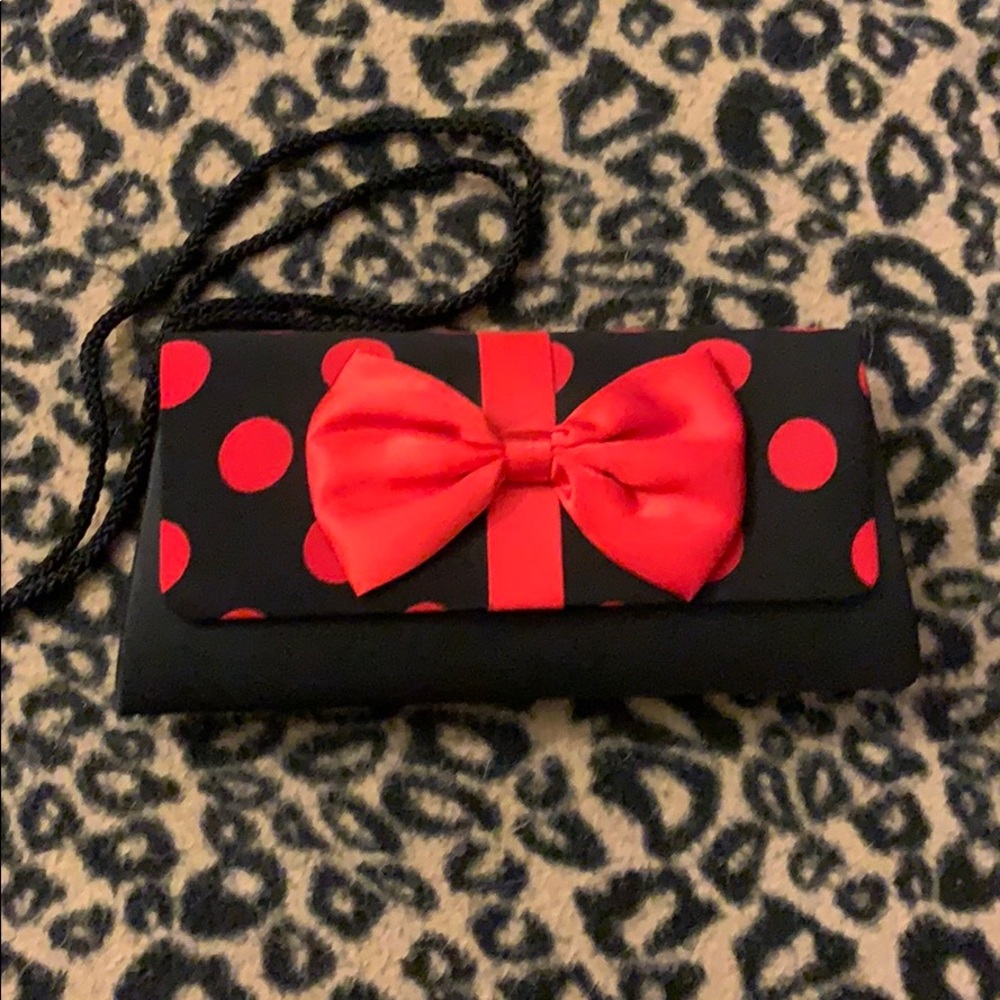 Polka dot clutch